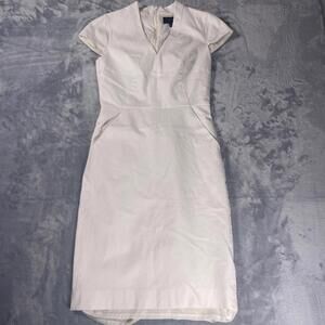 J.Crew Sheath Dress Size 00 Ivory Cream Cap Sleeve V-Neck Career Cocktail‎
